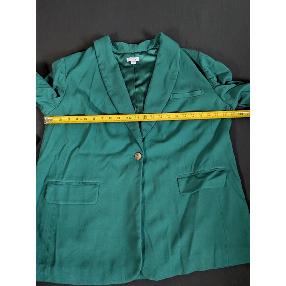 J Jill Jacket Blazer Celtic Dress Coat Women's XL Kelly Green Boxwood Button - Picture 10 of 14